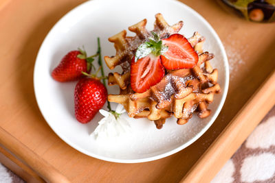 Close-up of food in plate on table