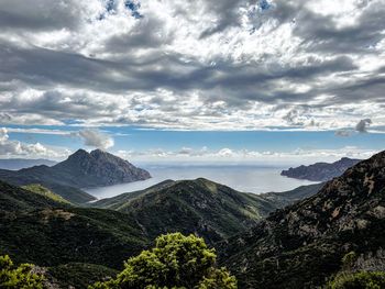 Scenic view of mountains against sky