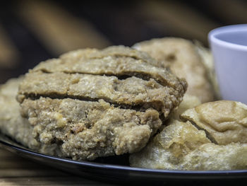 Close-up of cookies in plate