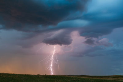 Powerful lightning bolt from a thunderstorm near springview, nebraska.