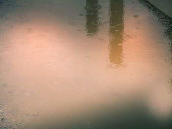 Full frame shot of rippled lake during sunset