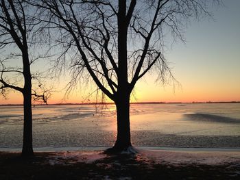 Scenic view of sea at sunset