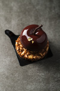 Close-up of chocolate cake on table