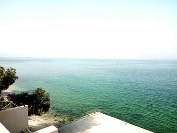 Scenic view of sea against clear sky