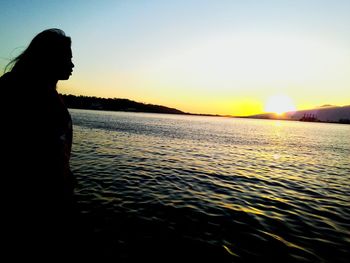 Scenic view of sunset over sea