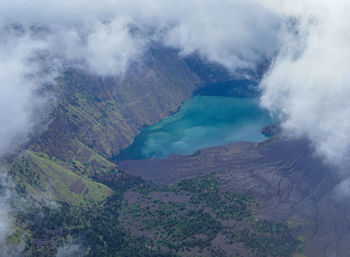 Aerial view of volcanic landscape