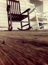 Close-up of wooden bench