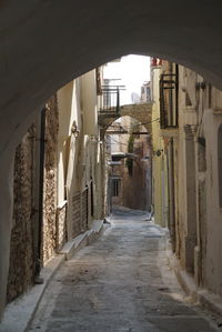 Narrow alley amidst buildings in city