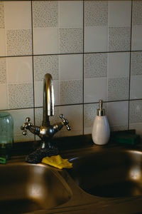 Close-up of sink in bathroom