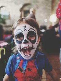 Portrait of a boy in a high angle view of a halloween