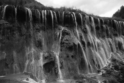 Low angle view of waterfall