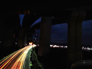 Light trails on highway at night