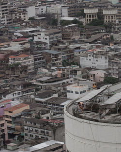 High angle view of buildings in city