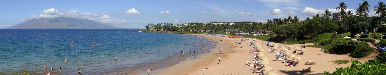 Panoramic view of people on beach