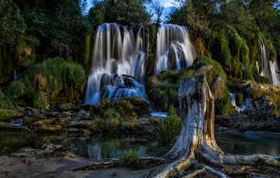 View of waterfall in forest