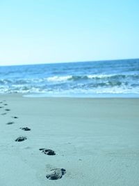 Scenic view of sea against clear sky