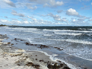Scenic view of beach against sky