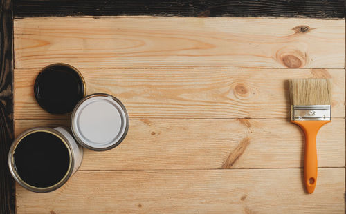 High angle view of coffee beans on table