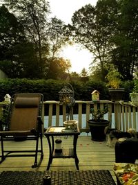 Chairs and table in park