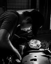 Rear view of woman playing