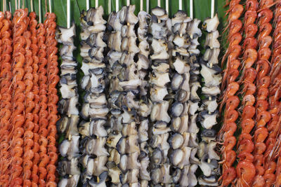 Full frame shot of fish for sale in market