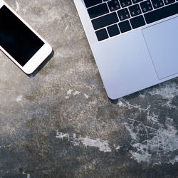 High angle view of laptop on table