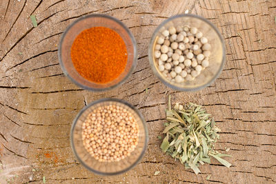 High angle view of eggs in bowl