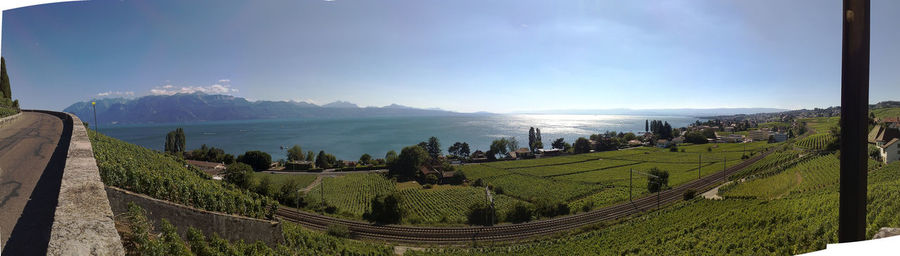 Scenic view of landscape against clear sky