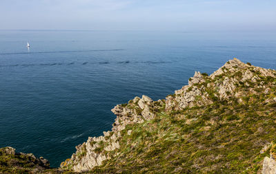 High angle view of sea against sky