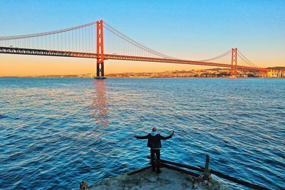 View of suspension bridge against sky