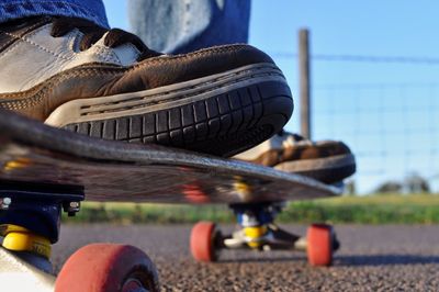 Close-up of skateboard