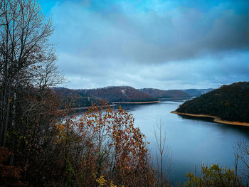 Scenic view of lake against sky