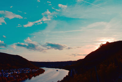 Scenic view of silhouette landscape against sky during sunset