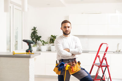 Portrait of young man working at home