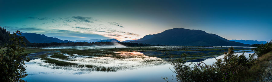 Beautiful summer sunrise over marshland