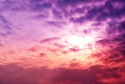 Low angle view of cloudy sky during sunset