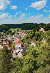 High angle view of townscape against sky