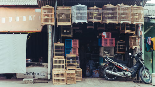 Bicycles against built structure