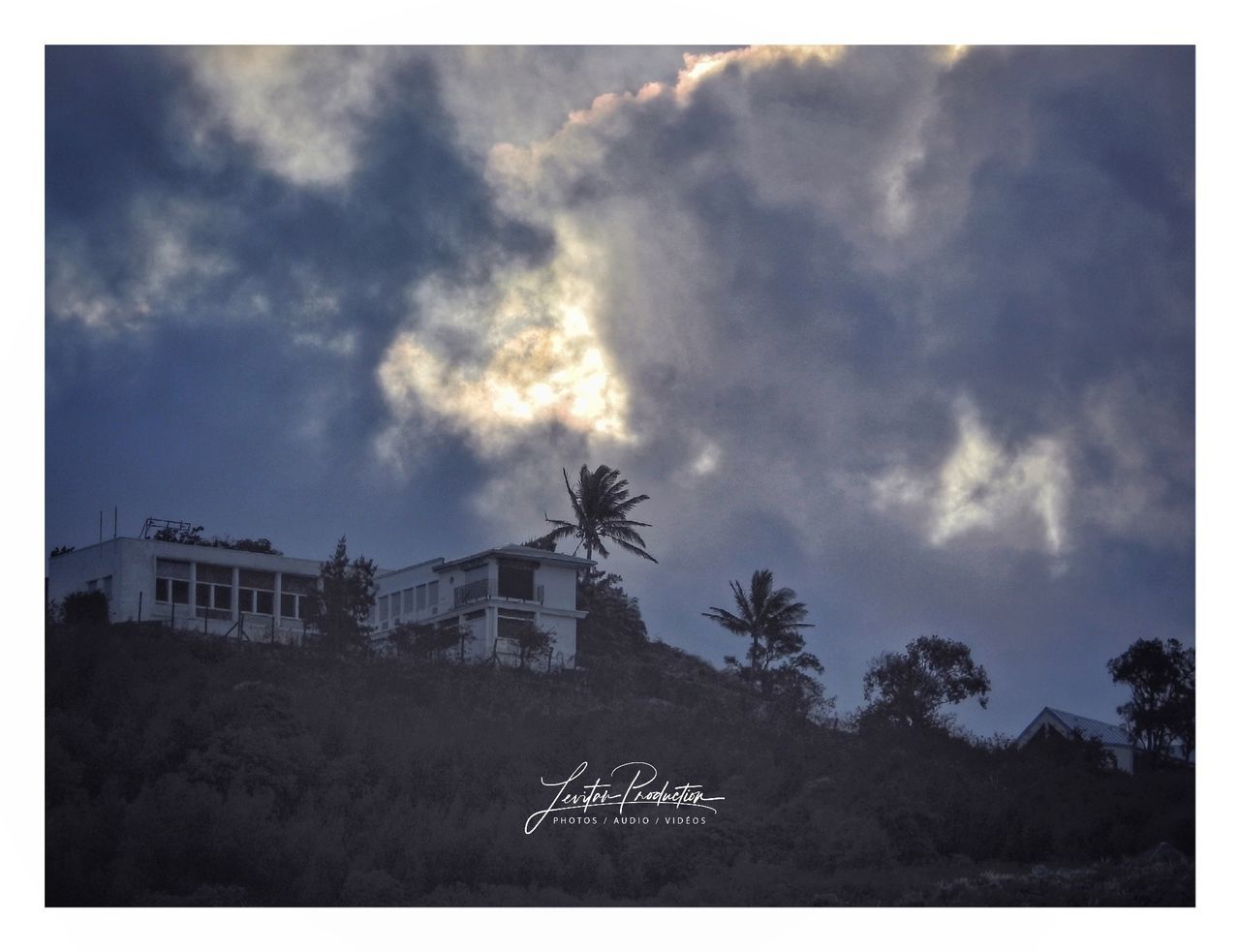 cloud - sky, sky, tree, architecture, plant, auto post production filter, transfer print, nature, built structure, no people, building, building exterior, outdoors, tropical climate, day, silhouette, beauty in nature, environment, dusk