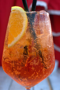 Close-up of beer in glass