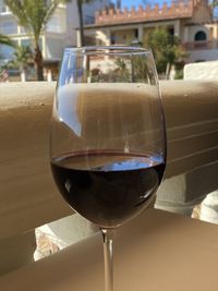 Close-up of beer in glass on table