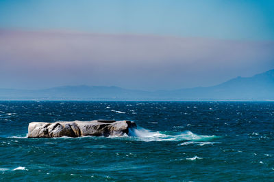 View of sea against blue sky