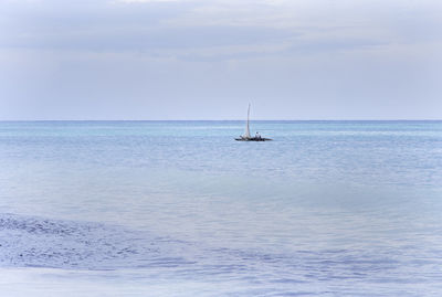 Sailboat in sea against sky