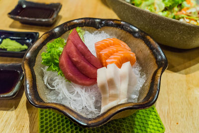 Close-up of food on table