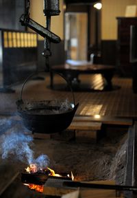 Close-up of meat on barbecue grill