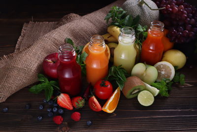 Fruits and vegetables on table