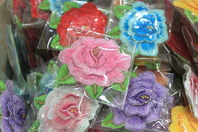 Close-up of colorful flowers in market