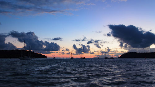 Scenic view of sea at sunset