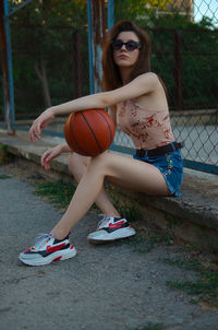 Young man playing basketball