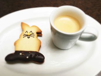 High angle view of coffee on table